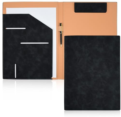 HEKOBAG Schreibmappe A4 Klemmbrettmappe Dokumentenmappe PU-Leder Klemmbretter A4 Konferenzmappe mit Klemmbrett Multifunktionaler Dokument Ordnungshelfer für Schule Industrie Büro