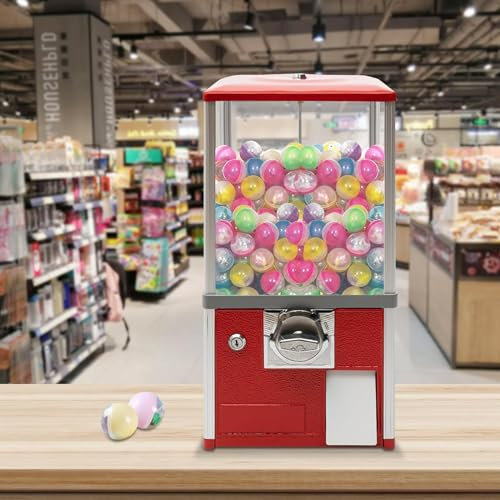 YMAOMAO Distributeurs automatiques pour Les Entreprises, Distributeur Commercial de Bonbons, Distributeur Automatique de Capsules avec serrures pour Jouets à Capsules de 4,5 à 5,5 cm de diamètre,Red