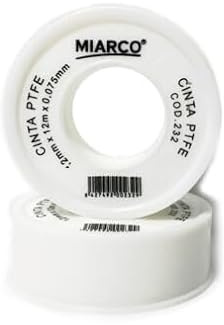 Blendend Cinta de PTFE blanca 12x12x0,075mm, ideal para sellado de roscas y conexiones en fontanería y aplicaciones industriales.
