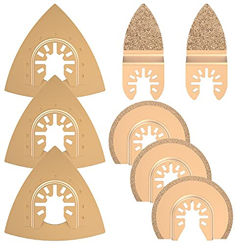 8PCS Lame de Scie Oscillante Universelle en Carbure Accessoires pour Outils Oscillants Multifonction Lame Scie Oscillante Beton pour les en Plastique Carrelage Marbre Ciment