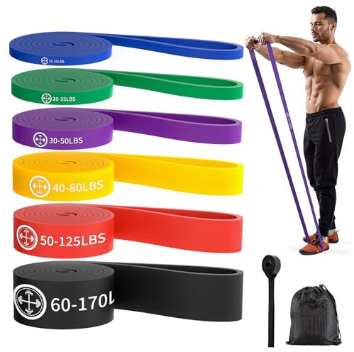 Fitness Bands, Resistance Bands Set of 6, Resistance Bands with Door Anchor, Carry Bag.Resistance Bands for Pilates