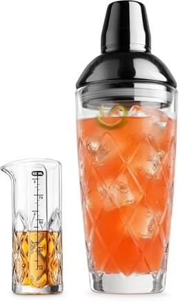 Final Touch Yarai Cocktail Shaker Set - Japanskt inspirerat barverktygsset med svart krom lock och mätjigger - Premium Mixology Kit för Bartenders och hem - 700 ml (24 oz) - FTA1859-19