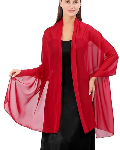 Donna Cerimonia Raso Chiffon Elegante Cerimonia Scialle Oro Argento Colorato Da Sera Utilizzare Per Matrimonio Festa Scialle Donna In Raso Chiffon Silky Sciarpa Tinta (vino rosso)