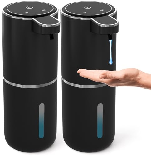 MTYGK 2 Pack Automatic Soap Dispenser Touchless,Liquid Hand Soap Dispenser 12.8oz Electric Wall Mounted Smart for Bathroom and Kitchen Dish Soap，Easy for Toddlers(Black)