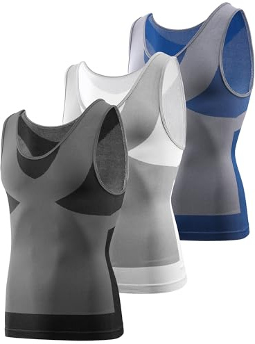 MEETYOO Débardeur Compression Homme, Maillot de Corps Ventre Plat Minceur Gilet Invisible Amincissant sans Manches Body Shaper Tee Shirt