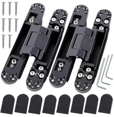 Cerniera a Croce Nascosta 2 pezzi 40/80 kg porta con cerniera nascosta regolabile a 180 gradi accessori ferramenta for la casa(2PCS 80KG-black)