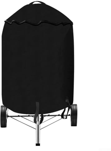 Yuanpgky 210D - Cubierta para parrilla de barbacoa al aire libre, impermeable, protector solar, color negro, redondo, para parrillas de hervidor de agua con asas, tela Oxford resistente al viento (77