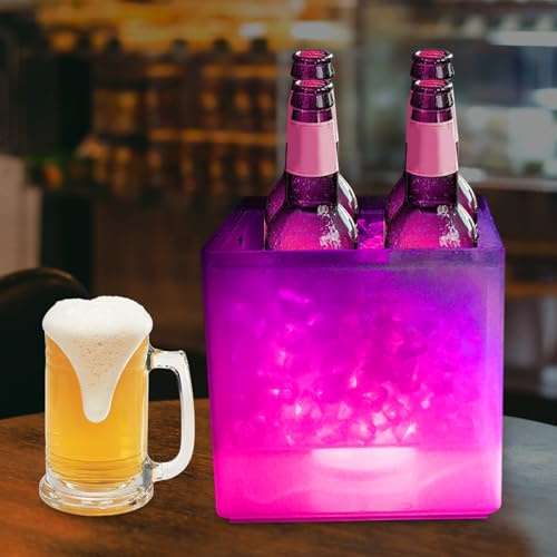 LED ishink 3,5 l, flerfärgad RGB LED champagnebehållare, dubbelväggig stor kapacitet för flaskvin och flaskdrycker, champagnekylare med färgförändring, lämplig för festival/fest/hem/bar