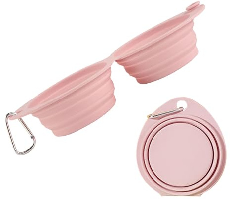 para Perros – para Mascotas | Cuenco de Viaje Plegable Doble 30 x 13,4 x 5 cm, Cuenco de Viaje de Silicona para Comida y Agua para Viajes, Senderismo, excursiones en el Parque