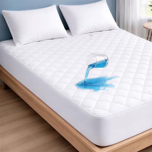 UNIVERSAL COMFORT 100% Waterproof Mattress Protector Single Bed – Extra Deep 40cm Fitted Stretch Skirt - Breathable & Anti-Allergy Mattress Cover For Ultimate Comfort (Single – 90x190cm)
