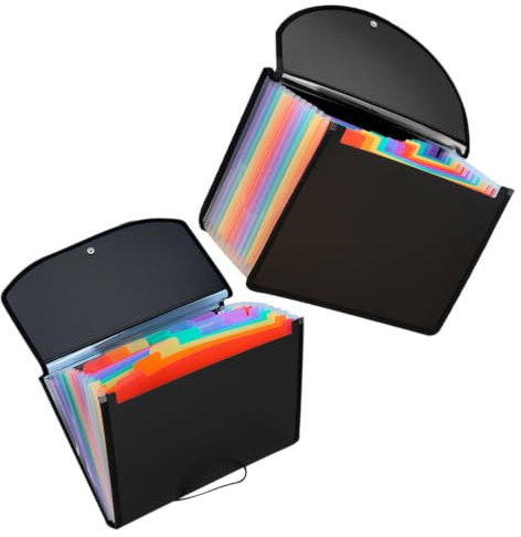 FUNOMOCYA Chemises en Plastique PVC, Classeur en Plastique à Soufflet, Lot de 2, pour Organiser Reçus et Documents de Bureau, pour Personnes Qui Travaillent Efficacement