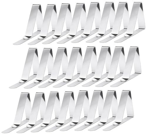 ZWOOS 24 Stück Tischtuchklammern, Tischdeckenklammer Metall für draußen, Nicht ausrutschen oder herunterfallen, Gut für windige Tage