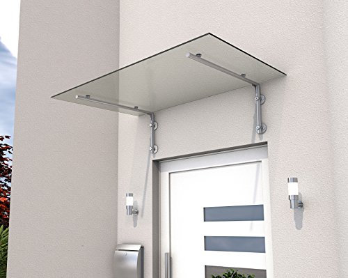 Edelstahlvordach Vordach Echtglas Haustürdach HD/L 140x90 klar VSG 857400012