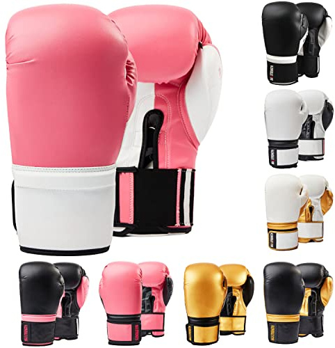Boxningshandskar 12 oz – träningshandskar och sparringshandskar för kickboxning, MMA, Muay Thai & Boxningsväska träning | vadderade stridsvantar för fitness och pad-träning (rosa)