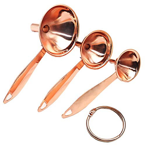lasenersm Set of 3 Stainless Steel Funnels, Rose-Gold, 3 Sizes for Kitchen, Dishwasher Safe