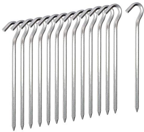Zeltheringe 14 Stück, 18cm Metall Zelthaken Stahl Heringe Erdnägel für Zelt, Aluminium Zeltheringe für Harte Böden, Garten Stakes Nägel Ideal für Camping Markise Netting Plane