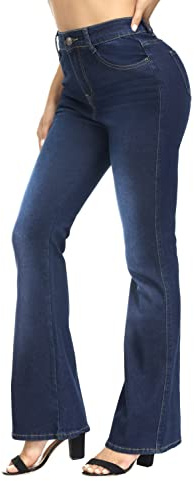 TTFIFENG Jean évasé pour femme, jean noir évasé à taille haute stretch et coupe bootcut