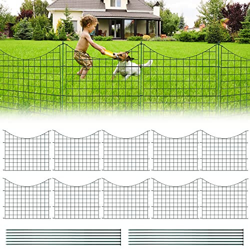 Ansobea Clôture d'étang avec 15 éléments de clôture et 18 barres de fixation en métal, clôture décorative pour le jardin, clôture pour chien, arche inférieure