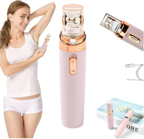 Hehimin - Depiladora facial para mujer, depiladora 2 en 1 para cara, mano, piernas, axilas, instantánea e indolora (carga), color rosa