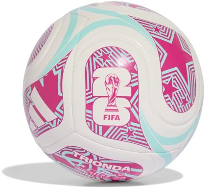 adidas Unisex-Adult World Cup Soccer Ball, White/Flash Aqua/Shock Pink, 5