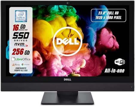 Dell Optiplex, All In One, Plug-and-Play, Display 23,8 Zoll FHD, Borderless, Intel i5-7500 4 Core 3,4 GHz, RAM 16 GB SSD 256 GB Windows, Libre Office (Generalüberholt)