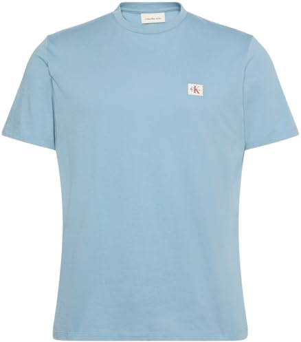 Calvin Klein Camiseta de Manga Corta Hombre Badge Jersey Classic tee de algodón, Azul (Smoke Blue), XL