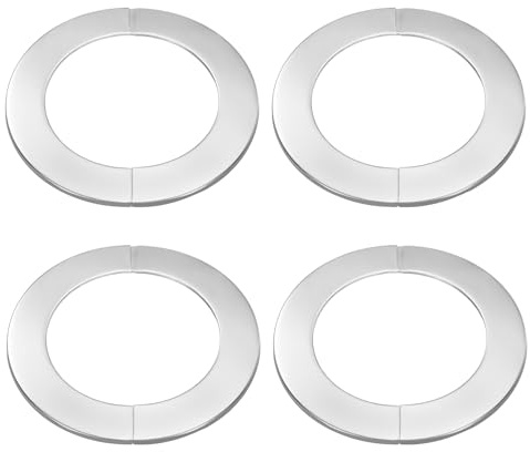 sourcing map 4 bridas divididas de pared de 3.98 pulgadas (101 mm) de acero inoxidable redondas autoadhesivas para cubierta de tubería de brida dividida con clip para suelo, techo, baño, cocina e