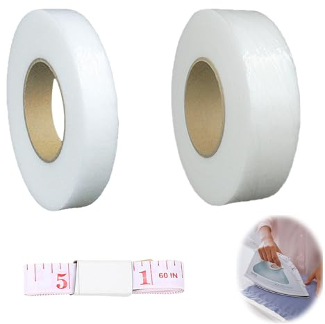 2 Unidades 64m Cinta Termoadhesiva para Dobladillo, Cinta de Dobladillo para Planchar Cinta de Tela Termoadhesiva Resistente al Lavado Sin Costura para Cortinas Vaqueros Pantalones, 64m Longitud/Rueda