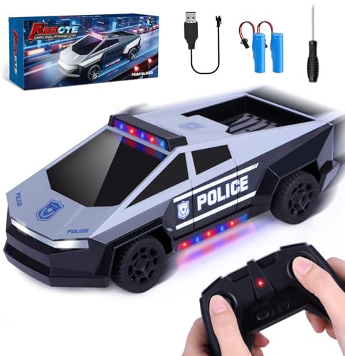 Sumsoltic Remote Control Car, Police Car Toy with LED Lights and 2.4GHz Remote Control Boys' Toy Truck RC Cars for Boys Age 4-7 8-12