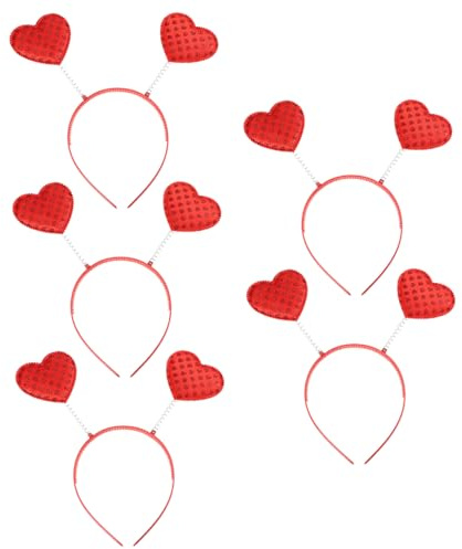WOONEKY 5 Piezas Diadema de Corazón Aros Pelo Cintas Pelo para Año para Celebraciones de Año