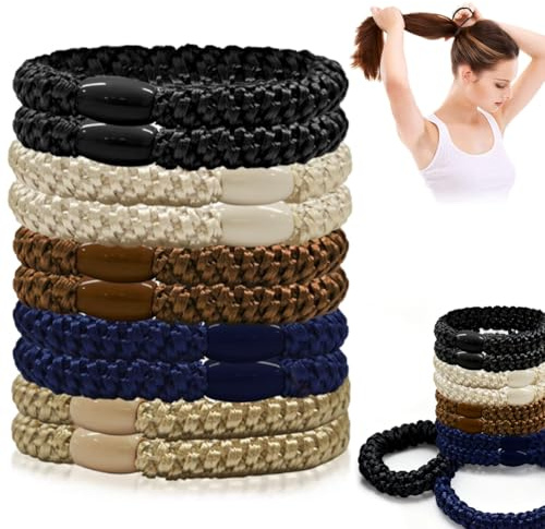 Lote de 10 gomas elásticas para el cabello para mujer, de algodón suave tejido, elásticas para mujeres y niñas