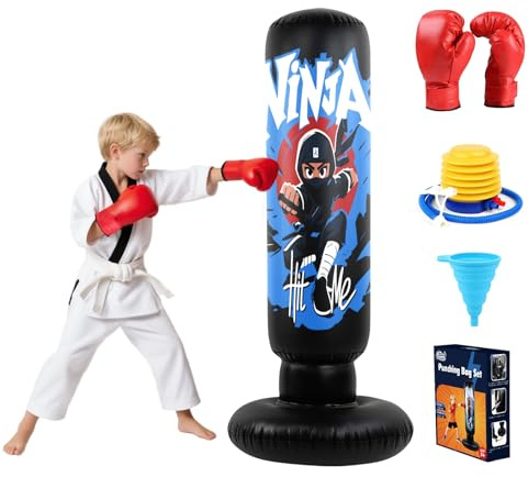 Punching Bag for Kids - Inflatable Boxing Bag, Holidays, Birthday Gifts, Kick Bag Equipment for Practice Karate, Taekwondo Kids Punching Bag Birthday Gifts
