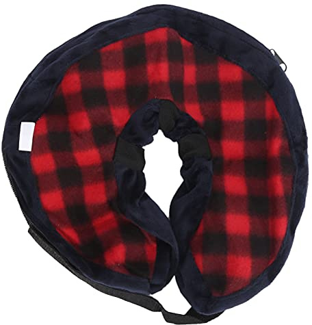 Collar Protector Inflable para Mascotas Collar de Cuello de Seguridad de recuperación Ajustable después de la cirugía Suave y cómodo Evita lamer mordeduras para Perros Gatos Paño (Metro)