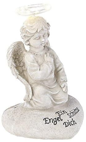 Lampe funéraire Lunartec : Lampe solaire modèle ange gardien 7 LED, 20 cm, IP44