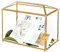 NCYP 26cm Large Geometric Glass Card Box Terrarium mit Schlitz und Herzschloss, Fuß, Gold, handgefertigt, Messing, für Hochzeitsempfang, Wishwell, Andenken-Herzstück, Glasbox und nur Schloss