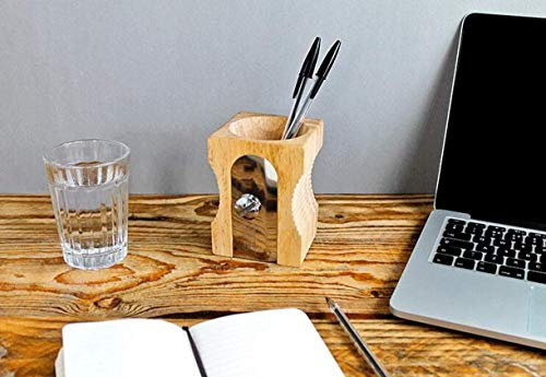 ZHONGJIUYUAN Pencil Sharpener Shape Wooden Desk Tidy and Stationary Holder/Pen Pot