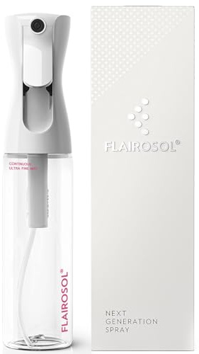 FLAIROSOL, The Original, Spray Bottle, Continuous Mister for Hair and Beauty, Home care and 1,001 uses. Trusted by Professionals. Patented Technology. 300ml, Clear Bottle, Pink Print