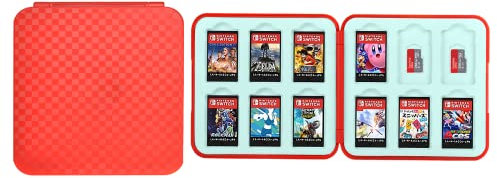 Vicloon Game Card Case for Nintendo Switch, Game Card Holder Game Storage with 12 Switch Game and Micro SD Storage Slots, Switch Games Holder case for Switch Game Card & SD Card Storage (Red)