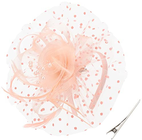 DRESHOW Fascinator Hüte für Damen Pillbox Hut mit Schleier Stirnband und Einer Gegabelten Clip Tea Party Kopfbedeckung