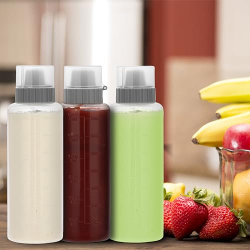 TOLIDA 3 Stück Quetschflaschen mit 5 Löchern Kunststoffe Squeeze Flasche mit Kappen 350ml Messbare Gewürze Saucenflasche für Ketchup Soßen Salat Öl BBQ-Sauce für Picknick Restaurant Familienessen