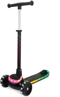 Teorema Giocattoli Monopattino per Bambini 3+ anni fino a 50 KG, con Pedana Antiscivolo e 3 Ruote con Giochi di Luci LED, Manubrio Regolabile fino a 80 cm Freno Posteriore, Sterzo a Inclinazione