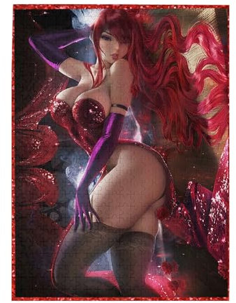 Fairy Red Anime Pinup Girl Poster, Anime Cartoon Sexy Girl Poster,Jigsaw Puzzle 1000 Puzzle Pieces,Puzzle Enthusiasts