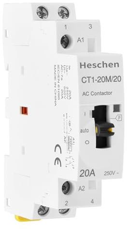 Heschen modulär hushålls-AC-skydd, CT1-20M/20, 20A, 2 poler, 2NO, två normalt öppna; 220 VAC spolar, 35 mm DIN-skenmontering, med manuell kontrollbrytare
