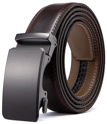 Acewin Cintura Uomo Pelle, Cintura Automatica Fibbia da Uomo, Cintura da Lavoro, Regolabile, Larghezza 35 mm (05-Caffè scuro,105 CM)