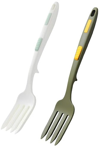 2 Pezzi Forchetta Flessibile In Silicone, Forchetta Utensili Da Cucina Resistente Al Calore, Multifunzionale Antiaderente, Miscelazione Forcella Per Cucinare Per Servire(Verde Scuro, Bianco)