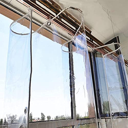 Rideaux d'extérieur en PVC imperméable transparent pour tonnelle et balcon - Coupe-vent - Couverture de pavillon pour extérieur - 500 g/m² - Transparent - 2,4 x 2 m