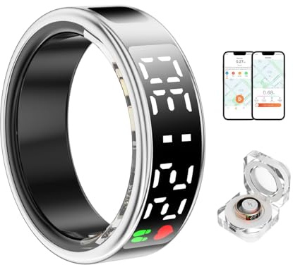 Cuifati Anillo de Salud Inteligente con Pantalla de Pantalla y Control Táctil, Anillo de Salud de Rastreador de Fitness para Mujeres y Hombres, Modos Deportivos Múltiples, a Prueba de (10)