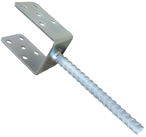 HAFD Adjustable U-Type Silver Fence Post Support 4mm Thick Galvanised Steel, 80mm Width, 3inch Posts, Heavy-Duty Anchor for Fencing and Pergola Posts, Pack of (4)
