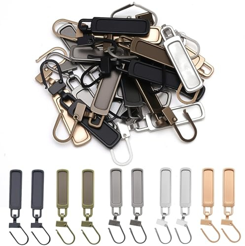 ATTEEFI 20 Piezas Tirador Cremallera Colores Mixtos, Metal Cremalleras de Repuesto Tirador, Reutilizable Kit Reparación Cremalleras, para Ropa, Pantalones y Mochilas