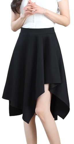 ZCJ Gonna da donna a linea A con orlo asimmetrico, vita alta, pantaloncini integrati, elegante per lavoro, feste, carnevale, uso quotidiano, Nero , M